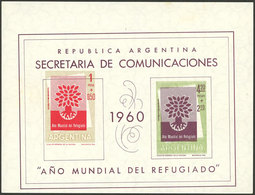 ARGENTINA: GJ.HB 16, World Refugee Year, With Variety: The 1+0.50P. Stamp Shifted Upwards, VF - Hojas Bloque
