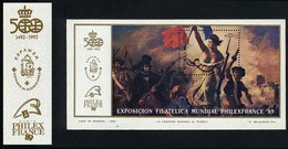 ARGENTINA: GJ.HB 78a, French Revolution 200 Years, Souvenir Sheet With DOUBLE IMPRESSION OF GOLDEN COLOR, VF Quality - Hojas Bloque