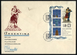 ARGENTINA: GJ.HB 104, Argentina In Intl. Philatelic Expos, Souvenir Sheet Used On A FDC Cover, With Some Spots - Hojas Bloque