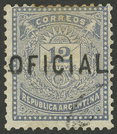 ARGENTINA: GJ.6, 12c. Little Envelope, Horizontal Overprint, Used, VF, Rare! - Oficiales