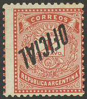 ARGENTINA: GJ.11a, 1c. Little Envelope, Perf 12¼, Inverted Overprint Var., VF Quality, Rare! - Oficiales