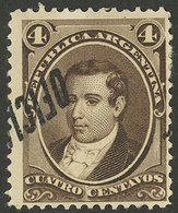 ARGENTINA: GJ.15a, 4c. Moreno, With Inverted And Shifted Overprint Var., VF - Oficiales
