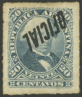 ARGENTINA: GJ.23a, 20c. Vélez Sarsfield, With Inverted Overprint Var., VF - Oficiales