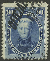 ARGENTINA: GJ.29b, 90c. Saavedra, With Double And Shifted Overprint Var., VF - Oficiales