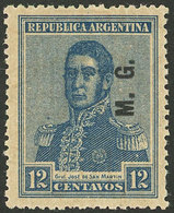 ARGENTINA: GJ.161, 12c. San Martín, "M.G." Ovpt., With Wheatley Bond Wmk, VF Quality" - Officials