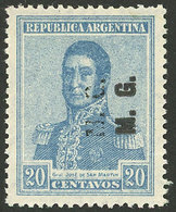 ARGENTINA: GJ.171b, 20c. San Martín, "M.G." Ovpt., With Round Sun Wmk, With Double Overprint Var., One Light, VF" - Officials