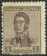 ARGENTINA: GJ.304, 2c. San Martín, "M.I." Ovpt., Round Sun Wmk, With Variety: No Period After The "M", VF Quality, Very  - Oficiales