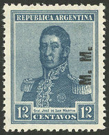 ARGENTINA: GJ.479, 12c. San Martín, "M.M." Ovpt., Round Sun Wmk, VF Quality" - Oficiales