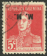 ARGENTINA: GJ.483a, 5c. San Martín With Period, "M.M." Ovpt., Perf 13¼x12½, Inverted Overprint Var., VF Quality" - Oficiales