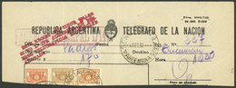 ARGENTINA: Receipt Of Telégrafo De La Nación, Cancelled On 4/SE/1930, With Values Of 30c, 40c. And $1 ($1.70), VF Qualit - Telégrafo