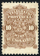 ARGENTINA: GJ.48, Telégrafos De La Provincia De Buenos Aires 10c., Mint No Gum, VF Quality - Telégrafo
