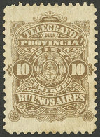 ARGENTINA: GJ.48A, 10c. Telégrafo De La Provincia De Buenos Aires, With Letter Watermark, VF - Telégrafo