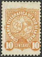 ARGENTINA: GJ.69A, 10c. Compañía Telegráfica Del Río De La Plata, With Letter Wmk, Unused, Without Gum, VF, Extremely Ra - Telégrafo