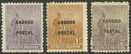 ARGENTINA: GJ.1/3, Ahorro Postal, Cmpl. Set Of 3 Values, VF - Autres & Non Classés