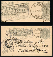 ARGENTINA: 4c. Postal Card Sent To Buenos Aires On 26/MAY/1884, With 2 Datestamps Of San Carlos (Santa Fe), One Rectangu - Cartas & Documentos