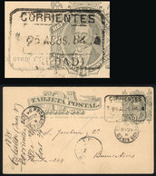 ARGENTINA: 4c. Postal Card Sent From Corrientes To Buenos Aires On 25/AU/1884, With Rectangular Cancel And Arrival Marks - Covers & Documents