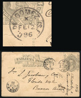 ARGENTINA: 4c. Postal Card Sent To Buenos Aires On 12/FE/1886, With Datestamp Of CAÑADA DE GOMEZ (Santa Fe), With Arriva - Storia Postale