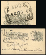 ARGENTINA: 4c. Postal Card Sent To Buenos Aires On 9/MAY/1886, Written In AZUL (Buenos Aires), With Interesting Rectangu - Cartas & Documentos