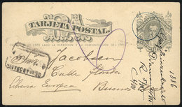 ARGENTINA: 4c. Postal Card Sent To Buenos Aires In JUL/1886, With Circular Datestamp Of DIAMANTE (Entre Rios) And Arriva - Lettres & Documents