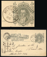 ARGENTINA: 4c. Postal Card Sent To Buenos Aires On 5/AU/1886, With Datestamp Of MERCEDES (Buenos Aires) And Arrival Mark - Cartas & Documentos