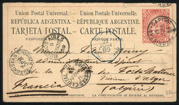 ARGENTINA: 6c. Postal Card Sent From Buenos Aires To ARGEL (ALGERIA) On 20/JUN/1889, With Marseille Transit Cancel, VF Q - Cartas & Documentos