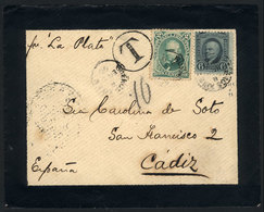 ARGENTINA: Cover Sent From Buenos Aires To Cádiz (Spain) On 3/JA/1890, Franked With 2c. Vicente López (GJ.53)+ 6c. Sarmi - Cartas & Documentos