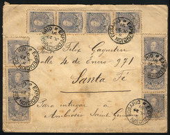 ARGENTINA: Cover Sent From Rosario To Santa Fe On 22/JUL/1892, Franked With 10 Stamps Of ½c. Urquiza (GJ.97A) (total Pos - Cartas & Documentos