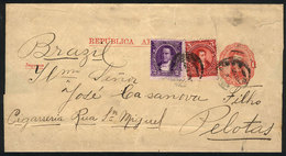 ARGENTINA: 1c. Wrapper Uprated With 5c. Rivadavia Type II, Perf 11½ X 12 (GJ.126) And 2c. Derqui Perf 11½ X 12 (GJ.123), - Cartas & Documentos