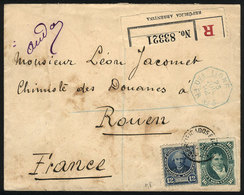 ARGENTINA: Registered Cover Sent From Buenos Aires To ROUEN (France) On 21/JUL/1892, Franked With 16c. Belgrano Roulette - Storia Postale
