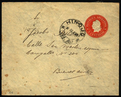 ARGENTINA: Stationery Envelope Posted In SE/1902 With Postmark Of "HINOJO" (Buenos Aires), VF Quality" - Cartas & Documentos
