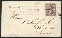 ARGENTINA: Cover Used In Buenos Aires On 1/JA/1917, Franked With 2c. Centenary Of Independence (GJ.398) ALONE, VF Qualit - Storia Postale
