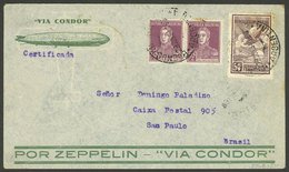 ARGENTINA: Registered Cover Flown By Zeppelin From Buenos Aires To Sao Paulo On 29/JUN/1934 On The 3rd Flight Of The Yea - Lettres & Documents