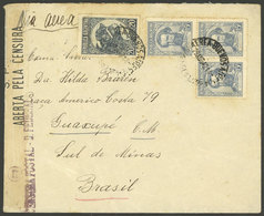 ARGENTINA: Airmail Cover Sent From Buenos Aires To Guaxupe (Brazil) On 29/AU/1942, Franked With 3x 15c. And 20c. Prócere - Cartas & Documentos