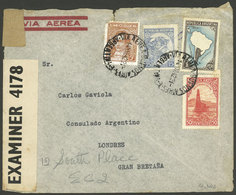 ARGENTINA: Airmail Cover Sent From Buenos Aires To London On 14/MAR/1942, Franked With $1.70, Censored - Cartas & Documentos