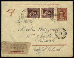 ARGENTINA: Registered Stationery Envelope Sent From "QUEMU QUEMU" (La Pampa) To Buenos Aires On 3/AU/1944, VF Quality" - Storia Postale
