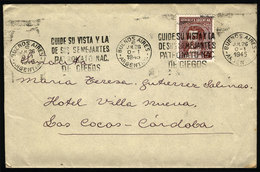 ARGENTINA: Cover Mailed On 26/JUL/1945, With Slogan Cancel "Protect Your Eyesight And That Of Others" (topic Blindness,  - Storia Postale