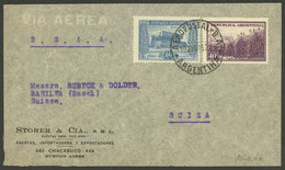 ARGENTINA: 10/JUN/1946: Buenos Aires - Basel (Switzerland), Airmail Cover Franked With 40c. Sugar Cane + 20c. Mausoleum  - Storia Postale