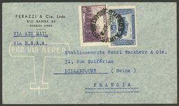 ARGENTINA: Airmail Cover Sent From Buenos Aires To Billancourt (France) On 23/DE/1946, Franked With 40c. Sugar Cane + 20 - Lettres & Documents