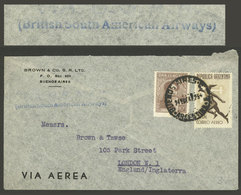 ARGENTINA: Airmail Cover With BSAA Handstamp, Sent From Buenos Aires To London In 1947, Franked With 10c. Rivadavia + 50 - Storia Postale