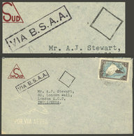 ARGENTINA: Airmail Cover Sent From Buenos Aires To London In MAR/1947, With "VIA B.S.A.A." Handstamp, And Franked With 1 - Cartas & Documentos