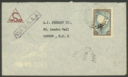 ARGENTINA: Airmail Cover Sent From Buenos Aires To London On 18/AP/1947, With "VIA B.S.A.A." Handstamp, And Franked With - Lettres & Documents