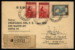 ARGENTINA: Cover Sent From "CARLOS PELLEGRINI" (Santa Fe) To Santa Fe City On 2/AP/1952, MB Calidad" - Cartas & Documentos