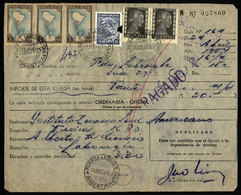 ARGENTINA: Postal Money Order Sent From "PARADA LABOUGLE - Crr" On 24/AP/1954, Franked With Stamps Of The Eva Perón And  - Cartas & Documentos