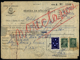 ARGENTINA: Postal Money Order Sent On 14/OC/1954 To Buenos Aires City With Postmark Of "TODD" (Buenos Aires), UNCLAIMED, - Cartas & Documentos