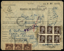 ARGENTINA: Postal Money Order Sent On 16/NO/1954 To Buenos Aires, With Postmark Of "ESTAF. Nº1 VENADO TUERTO" (Santa Fe) - Briefe U. Dokumente