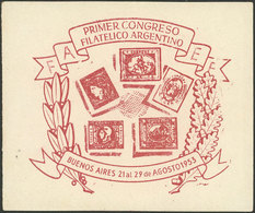 ARGENTINA: 1st Argentine Philatelic Congress, Buenos Aires 21-29/AU/1953, Without Gum, VF Quality - Vignettes D'affranchissement (Frama)