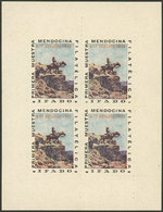 ARGENTINA: 1st Philatelic Exhibition Of Mendoza - 9-17/OC/1949 IFADO, Mini-sheet With 4 Cinderellas, VF Quality - Franking Labels