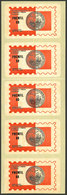 ARGENTINA: PRENFIL 80 Intl. Exhibition Of Philatelic Literature, Buenos Aires 19-27/SE/1980, Strip Of 5 Self-adhesive Ci - Franking Labels