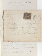 1890 - SAGE Sur LETTRE De LUZERCH (LOT) => LE CAIRE (EGYPTE) - DESTINATION - 1876-1898 Sage (Type II)