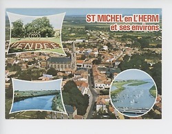 Saint Michel En L'Herm Et Ses Environs : Aérienne, Luçon Jardin, Marais, L'Aiguillon Le Port (cp Vierge N°7391) - Saint Michel En L'Herm